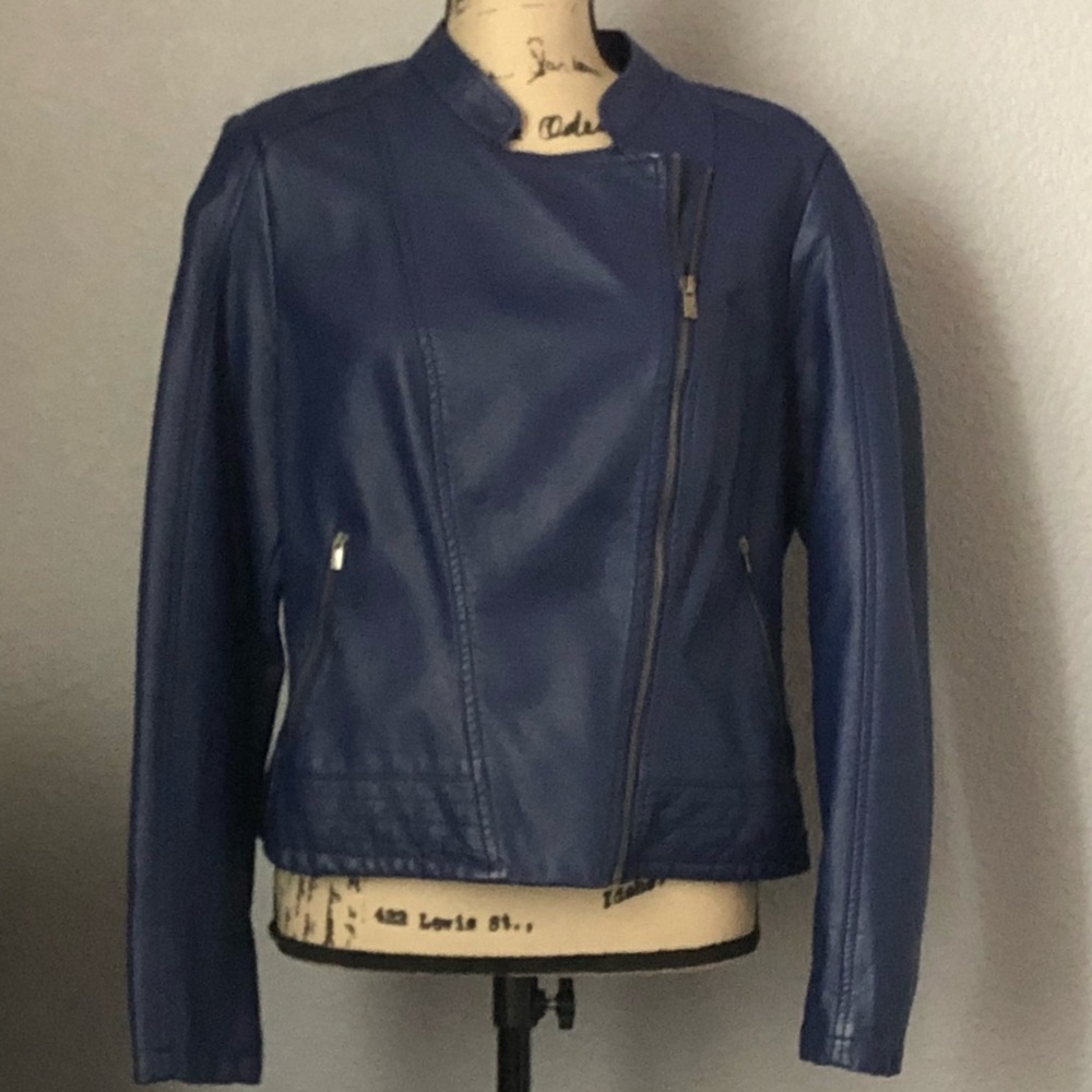 Zip Front Faux Leather Moto Jacket.